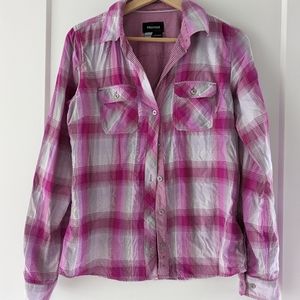 EUC Marmot Button up Long sleeve Shirt in Fusha Plaid - Size Small